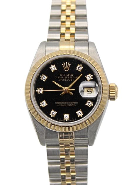 rolex ladies datejust black face|Pre.